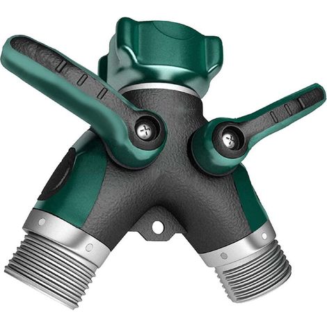 Séparateur de tuyau d'arrosage 2 voies, séparateur de tuyau, séparateur de robinet, séparateur en Y 2 vannes, séparateur de bavoir, tout en métal (1 paquet)
