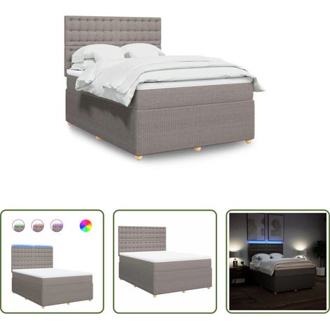 Matelas à ressorts ensachés - Sommier à lattes de lit avec matelas Taupe 140x190 cm Tissu (1/5)
