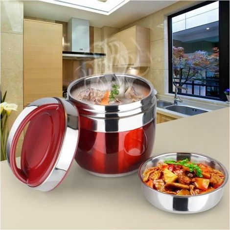 1,2L Boite pour dejeune, Lunch box bento, Lunch box isotherme, Bento japonais, Boite repas inox, Boite a dejeuner enfant - Rouge (1/5)