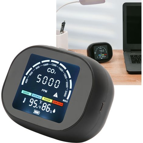 Détecteur de dioxyde de carbone, détecteur de CO2, thermomètre infrarouge, hygromètre (1/5)