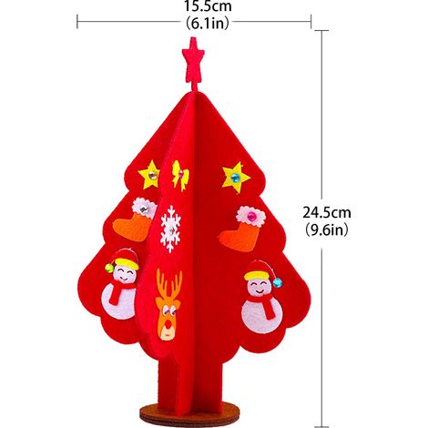Arbre De Noël Mini - Kit De Bruitage En Tissu Non Tissé - Pour Enfants - Avec Autocollants Décoratifs - 24,5 X 15,5 Cm - 1 Pièce (1/5)