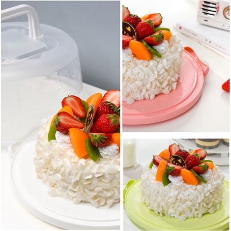 Présentoir à gâteaux avec couvercle, plateau de service à desserts avec poignée, support à cupcakes, présentoir à tartes avec base (1/5)