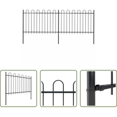 Clôture décorative - Clôture de jardin avec arceau en acier 359 x 120 cm Noir (1/5)