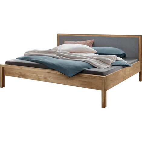 Bett 200x200 cm mit gepolstertem Kopfteil, Eiche massiv AVELLINO-137 (1/4)