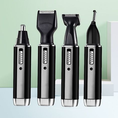 Tondeuse multifonction, utilisable sur cheveux secs ou mouillés, pour les cheveux, la barbe et les poils du nez, rechargeable, noir (1/5)