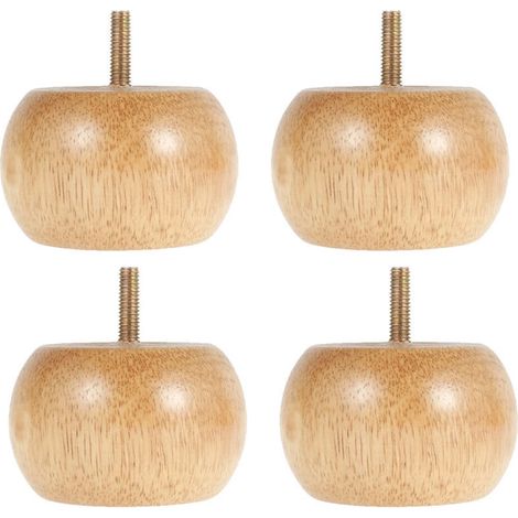 Pieds de meuble 4 pièces en bois massif rond avec 4 vis pour meubles DIY, pieds de table et chaise, ensemble de remplacement pour canapé-lit
