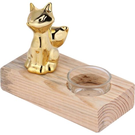 Bougeoir en bois compatible avec les bougies décoratives (lot de 1) - Support pour bougie de Noël (1/5)