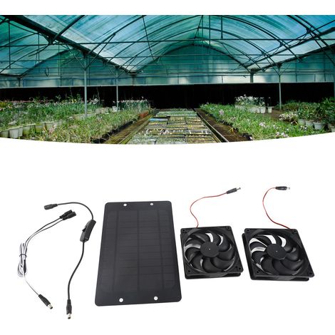 Solar-Lüfterset + 20-W-Doppel-Solar-Lüfterset mit Schalter für Wohnmobile, Gewächshäuser, Häuser und Haustiere (1/5)