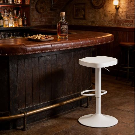 Tabouret de bar pivotant réglable 60-81 cm blanc OKMYHOME (1/5)