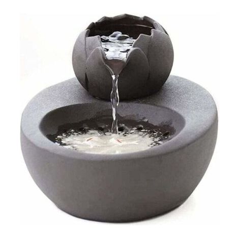 Water fountain - Ceramic - With vertical lotus and automatic filter - Ideal for cats and pets - black