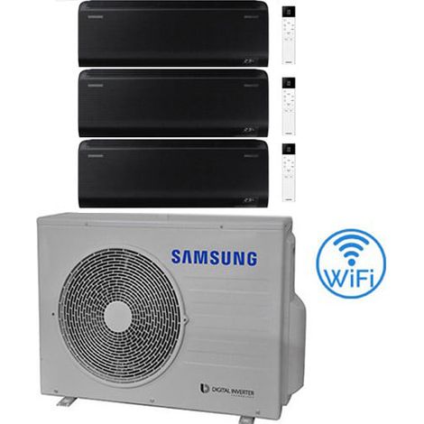 Climatiseur split Inverter Samsung Windfree BLACK R32 Wi-Fi 9000 + 9000 + 9000 BTU avec certification UE AJ052TXJ3KG/EU NOUVEAU 2025 Classe A+++/A++ (1/4)