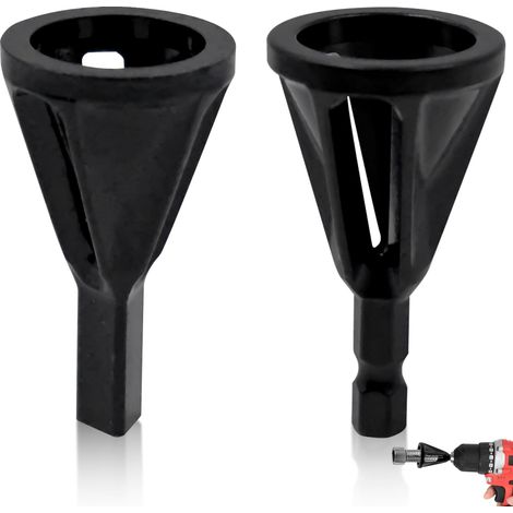 Lot de 2 Outil d'ébavurage Externe pour Perceuse, Outil à Chanfreiner en Acier Inoxydable, Convient aux Boulons de Taille 8-32, Noir (1/5)