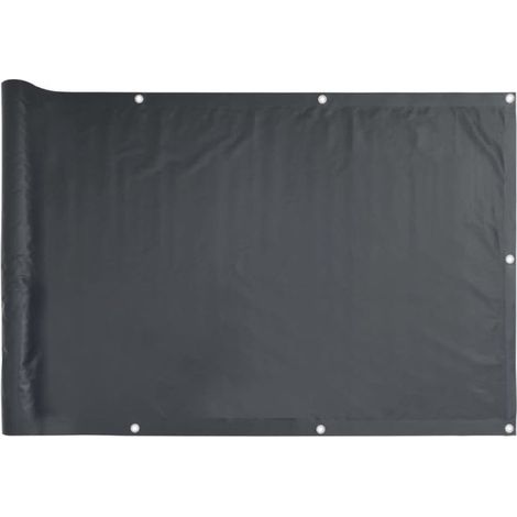 Écran de balcon 75 x 500 cm en tissu Oxford, anthracite, coupe-vent et imperméable, brise-vue avec œillets en aluminium, corde de fixation 24 m incluse (1/5)