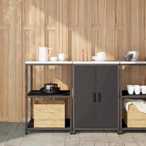 Aufbewahrungsset für die Küche mit Regal mit Tür 2 pcs Schwarz