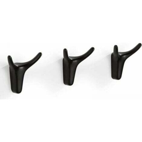 Ganci da parete neri, set da 3 pezzi per asciugamani, ganci adesivi, ganci a forma di corno per la decorazione di bagno e cucina.