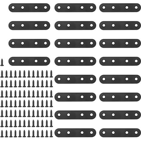 Flat Straight Corner Brackets Metal Corner Brackets with Screws for Wood Furniture (80x2mm) (1/5)