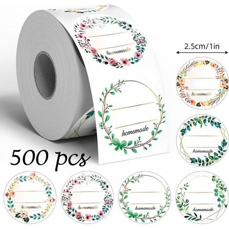 Etiquettes Autocollantes, 500Pièces Étiquettes à Confiture Stickers, Etiquettes Autocollantes Bocaux Confiture Adhésives Rond Adhésif Etiquettes pour Pots De Confiture Pots à éPices Bouteilles (1/5)