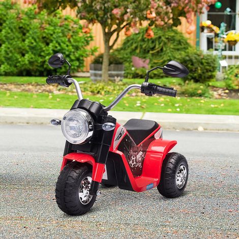 Elektrisches Kinder-Chopper-Offroad-Motorrad, 6 V, 20 W, Vorwärts-/Rückwärtsgang, 3 Räder, Licht- und Soundeffekte, Rot/Schwarz