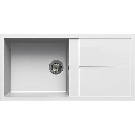 Elleci Évier Unico 480 LGU48039 1 Bac Avec Égouttoir Réversible Sur Plan 100x50 Cm Granitek Blanc Soft 39