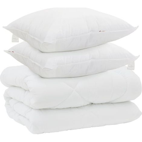 Ensemble couette et oreiller d'hiver (3 pièces), microfibre blanche (1/5)