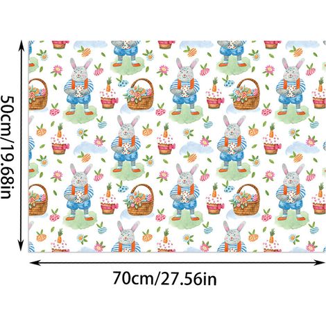 Papier d'emballage de cadeau - Lapin de Pâques et Œufs décoratifs - 50 x 70 cm - Papier d'emballage festif pour fêtes, anniversaires et bricolage (1/5)