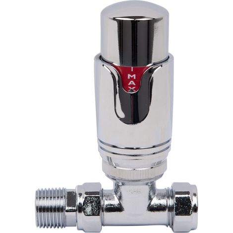 Designer Straight 1 x 15mm Chrome Radiator Thermostatic Valve (1/3)