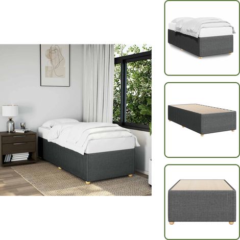Cama de tela - vidaXL Estructura de cama sin colchón tela gris oscuro 80x200 cm - Cama gris oscuro
