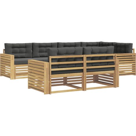 Conjunto de sofás de exterior 7 uds. 7 plaza Blanco y Antracita vidaXL (1/5)