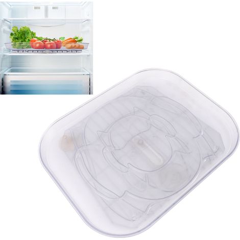 Boîte de rangement transparente rotative à 360 degrés pour réfrigérateur, base de cuisine avec bac de récupération des écoulements par ventouses (1/5)