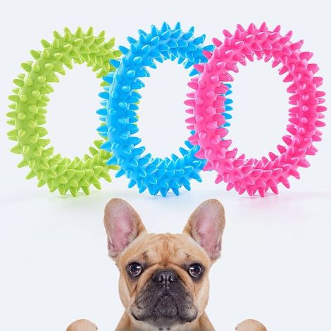 Anneaux de dentition pour chiens, jouets d'entraînement pour la dentition, jouets pour chiens en caoutchouc naturel, jouets de divertissement pour animaux de compagnie (lot de 3) (1/5)