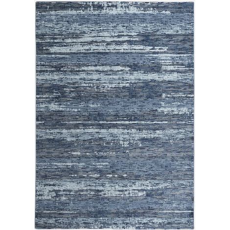 Tappeto moderno blu design 3D per soggiorno rettangolare Double BLU007