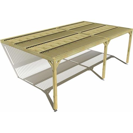 Pergola bois • 7m x 4m • adossée • sens largeur • lames orientables bioclimatiques incluses • livraison comprise (1/3)