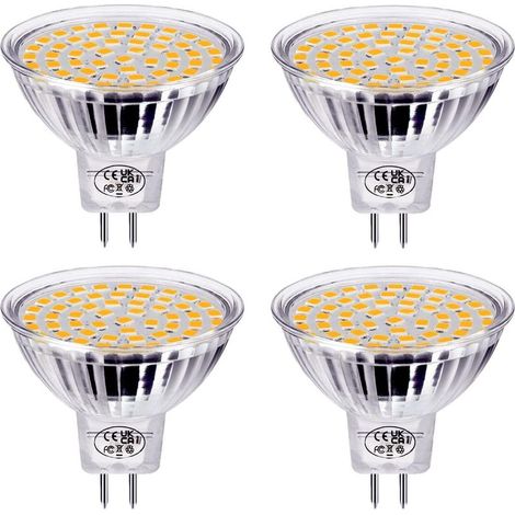Ampoule GU5.3 LED,5W Equivalent à 40W Halogène Lampe,Blanc Chaud MR16 Spot AC/DC 12V,120 ° Faisceau Non-Dimmable,Lot de 4 [Classe énergétique E] (1/5)