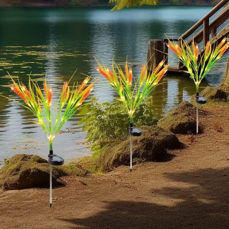 Lot de 4 lampes solaires d'extérieur à LED en forme d'épi de blé (1/4)