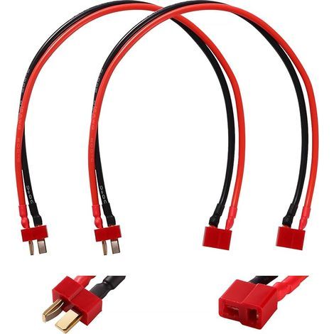 2 Pièces Câbles D'extension T-Plug, T-Plug Connecteur Mâle à Femelle avec 30cm 14AWG Câble en Silicone, Câble D'extension Adaptateur T-Plug, pour Batterie LiPo RC (1/5)
