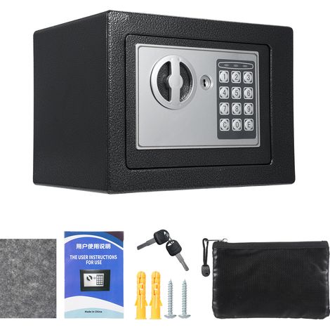 Coffre-fort domestique ignifugé et étanche + pochette pour documents avec clavier et 2 clés de rechange - Sécurité numérique pour documents, argent, or, bijoux et objets de valeur - Coffre-fort mural (1/5)