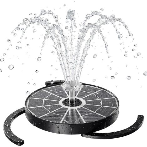 Fontaine Solaire pour Extérieur, 3,7 W, avec 4 Buses et Effets de Pulvérisation, Pompe Solaire Flottante pour Jardin, Bain d'Oiseaux, Étang, Jeu d'Eau (1/5)