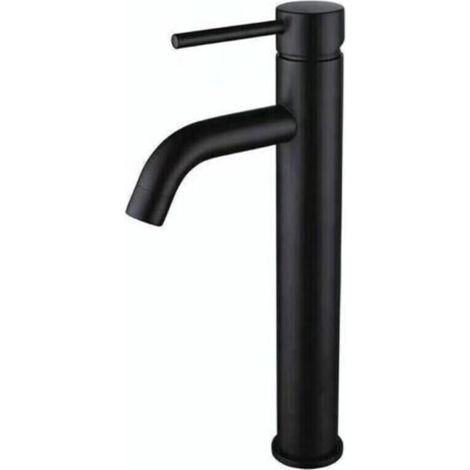 Tall Bathroom Faucet, Single Handle Vessel Sink Faucet, One Hole Bowl Basin Mixer with Water Supply Lines, Matte Black (1/5)