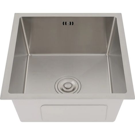 Évier de cuisine, matériau en acier inoxydable, design à un bol, Argent 45 45cm (1/2)