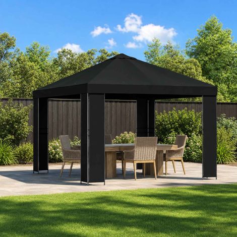 vidaXL Pavillon 3 x 3 m Noir Polyester et Acier 190 gsm (1/5)