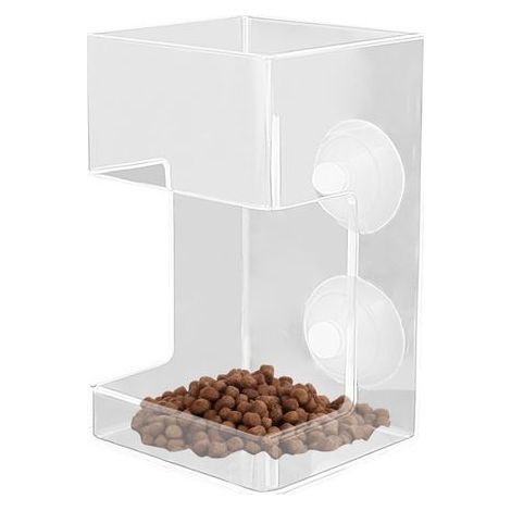Mangeoire pour poissons, tuyau d'alimentation pour poissons, mangeoire pour poissons, distributeur de nourriture avec ventouse bol transparent, support (1/5)