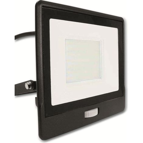 V-TAC VT-158S-1 50W LED flutlicht PIR sensor chip samsung SMD Kaltweiß 6500K slim schwarz IP65 - SKU 20291 (1/5)