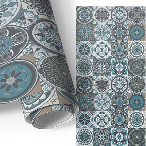 Klebefolie für Möbel - Möbelfolie - Selbstklebefolie - für Couchtisch - Türen - Wohnzimmer - Schlafzimmer Mandala-Fliesen 50x100 cm