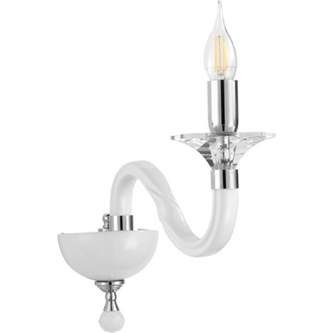 Applique GALA 12 cm in vetro con dettagli in metallo 1 Luce Bianco (1/2)