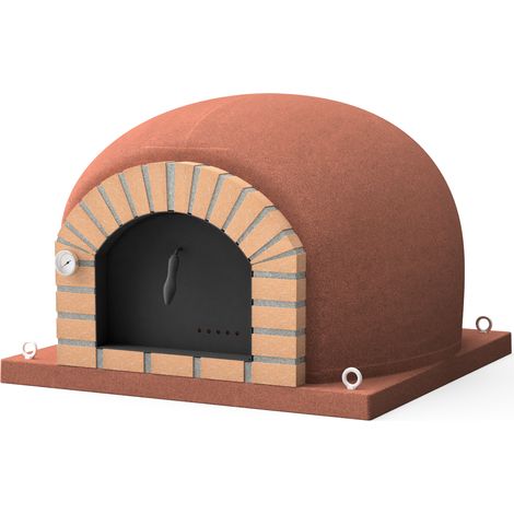 MOVELAR - Four à Bois d'Extérieur en Pierre Modèle STROMBOLI (Bordeaux - 120 x 120 x 85 cm) – Four à Bois Isolé pour Cuisson Parfaite