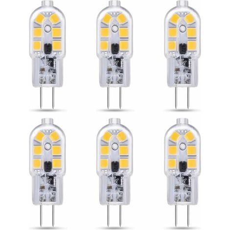 Ampoule G4 - LED 2 W - 12 V AC DC - Blanc Froid 6000 K - 200 lm - Angle 360° - Pour Hotte Cuisine Meuble Salle De Bain Lustre Caravane - 6 Pièces