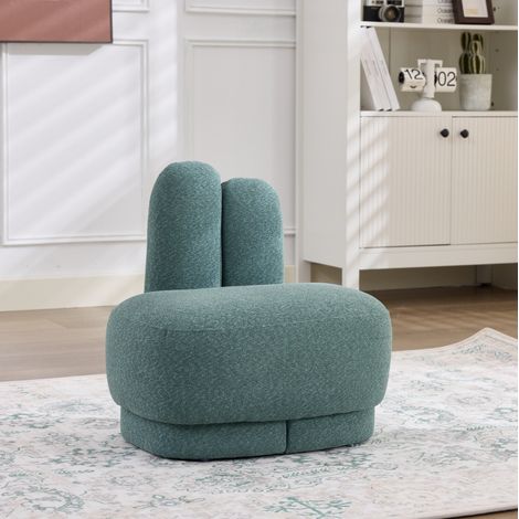 Pouf a forma di coniglio, con orecchie ricamate, tessuto morbido, verde (1/5)