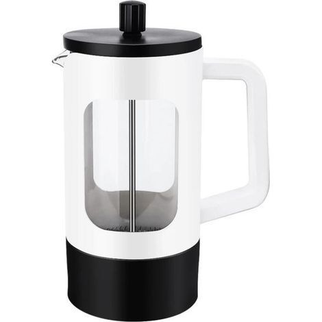 Coffee Press Maker (34 oz/1 liter) - Plastic Coffee Press Maker - Coffee Pot, Tea Maker, Coffee & Tea Infuser - Lightweight Travel & Camping Coffee Maker - White & Black (1/5)