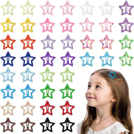 Set of 44 colorful star-shaped hair clips made of non-slip metal - Cute mini clips - 3 cm - Accessories for girls and women - Festival accessories (1/5)
