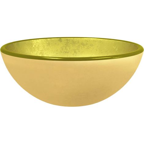 Lavabo vasque à poser Luxueux, Verre trempé Bac à laver, 30x12 cm Doré OIB6202E (1/5)